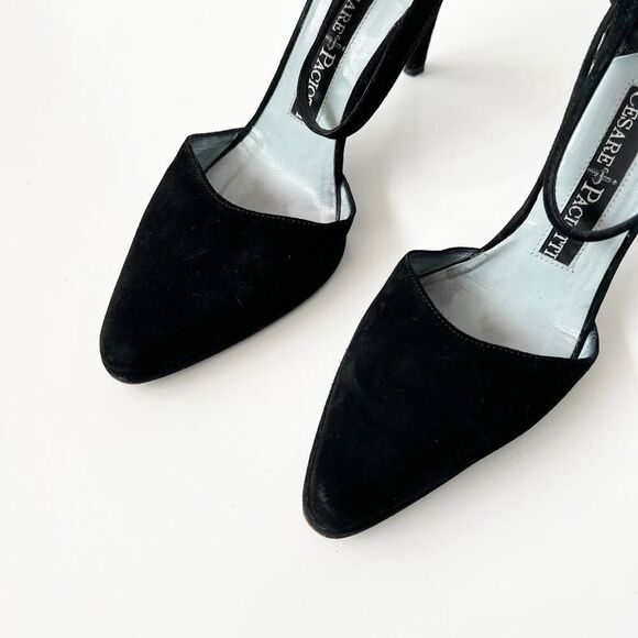 Cesare Paciotti Black Suede Pointed Toe Stiletto Pumps Dagger Heels Size 35.5 - Picture 5 of 8